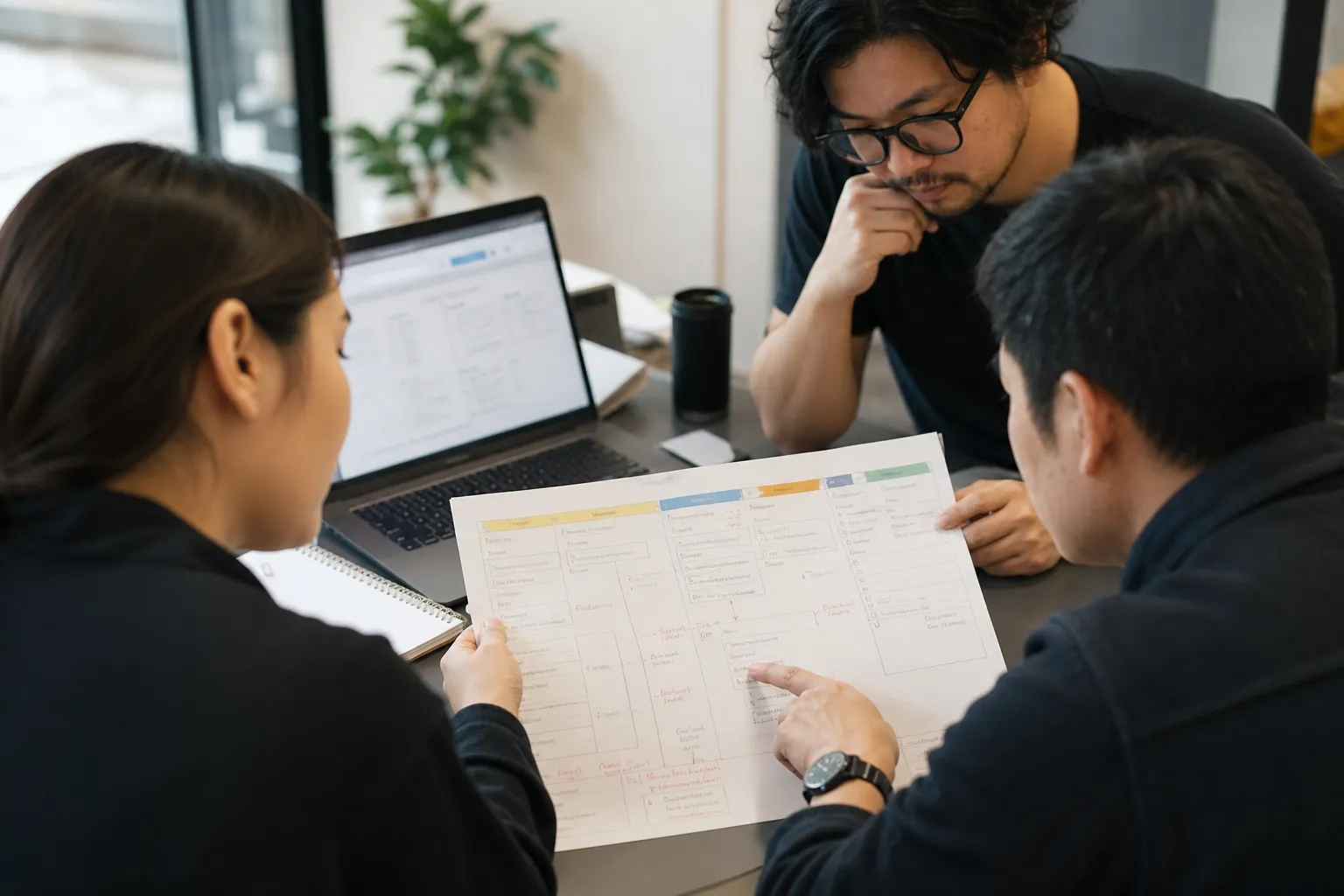 Small editorial review session comparing workflow notes and QA gate markings for an AI agent handoff